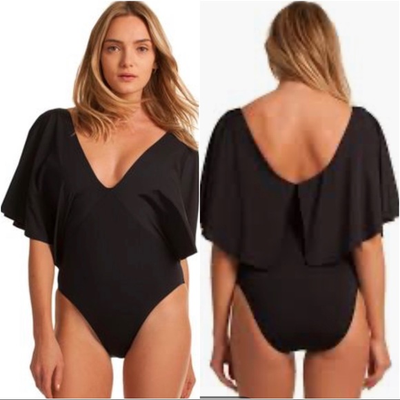 trina turk flutter sleeve swimsuit